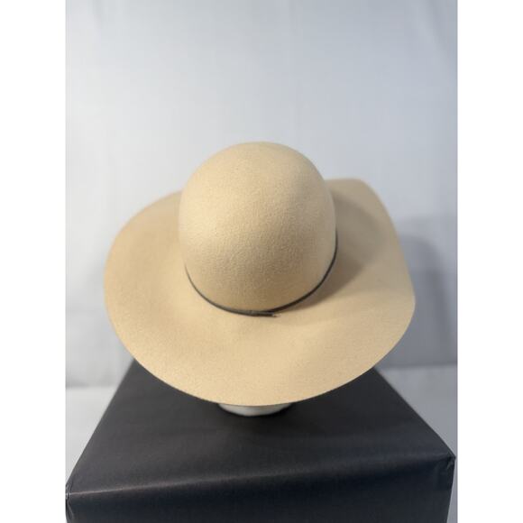 Cuyana 100% Wool Wide Brim Hat Tan Beige Floppy Fedora Boho Womens M 22\